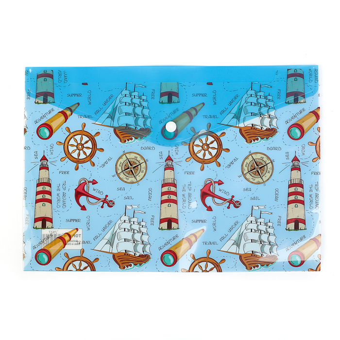 Папка-конверт на кнопке формат А4 180мкр МИКС Города