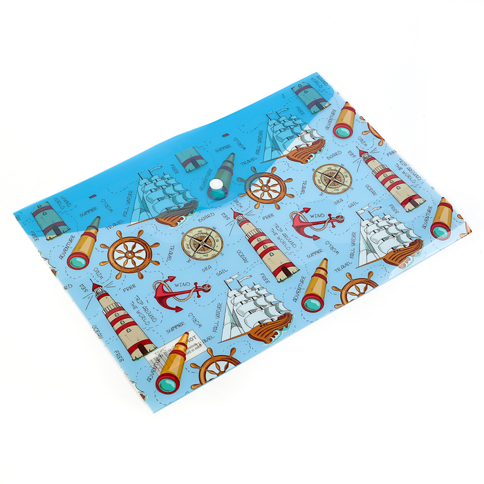 Папка-конверт на кнопке формат А4 180мкр МИКС Города