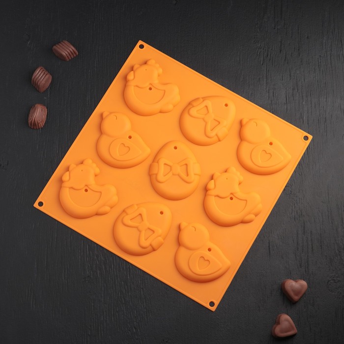 Форма для шоколада, 9 ячеек, 30,5х1,5 см "Пасха"