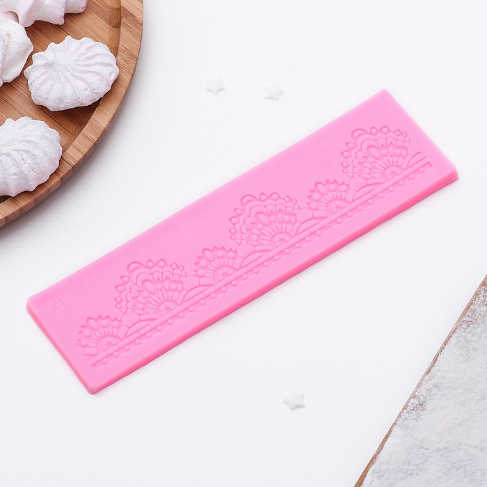 Коврик для айсинга 18,7х4,9х0,6 см "Веера", цвет розовый