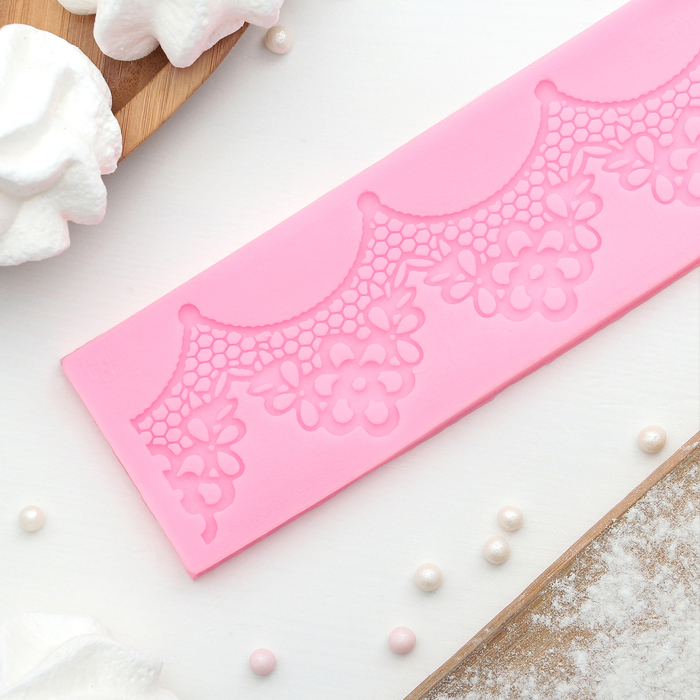 Коврик для айсинга 17,6х4,9х0,4 см "Цветы", цвет розовый