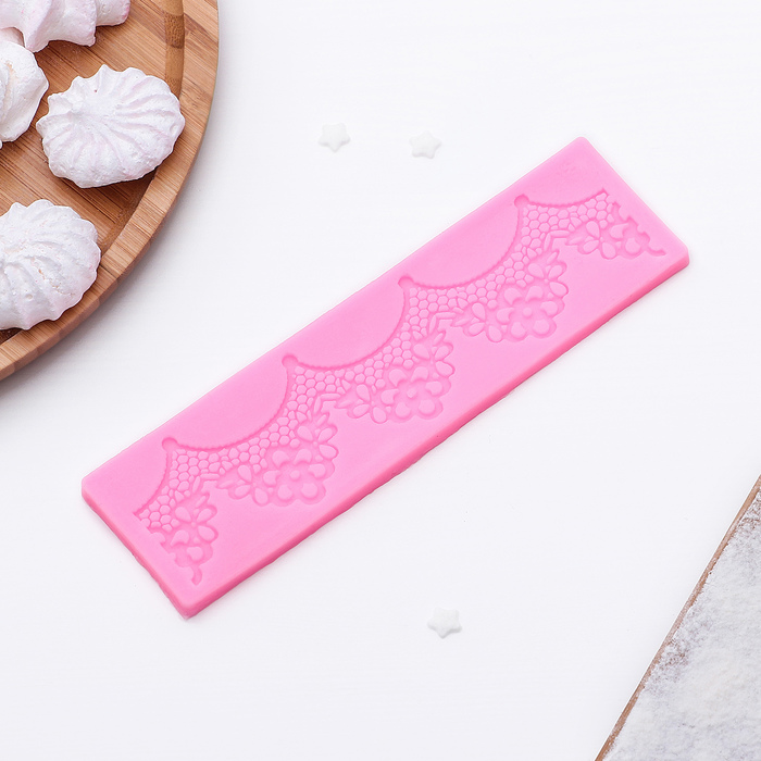 Коврик для айсинга 17,6х4,9х0,4 см "Цветы", цвет розовый