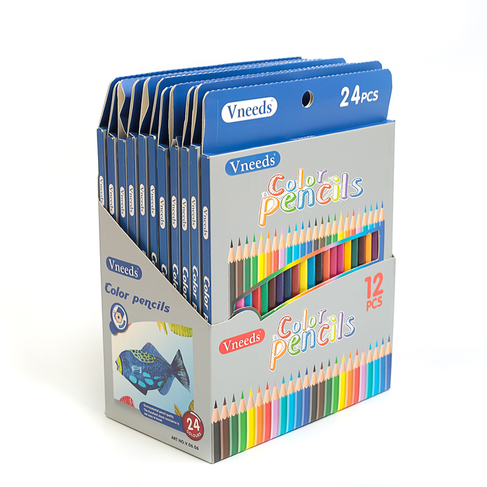 Карандаши 24цв пластик заточ гран в карт кор МИКС