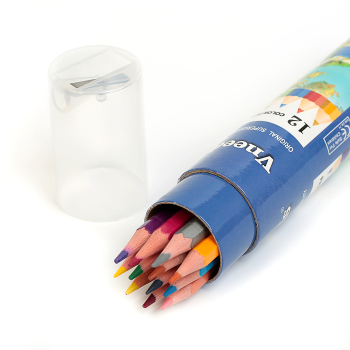 Карандаши 12цв в картонном тубусе заточенные МИКС