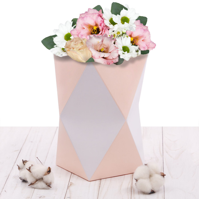 Коробка– ваза для цветов «Пастельное настроение», 11 х 11 х 22 см