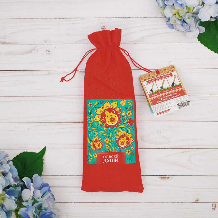 Набор садового инструмента "От всей души. гжель" грабли, совок, вилы