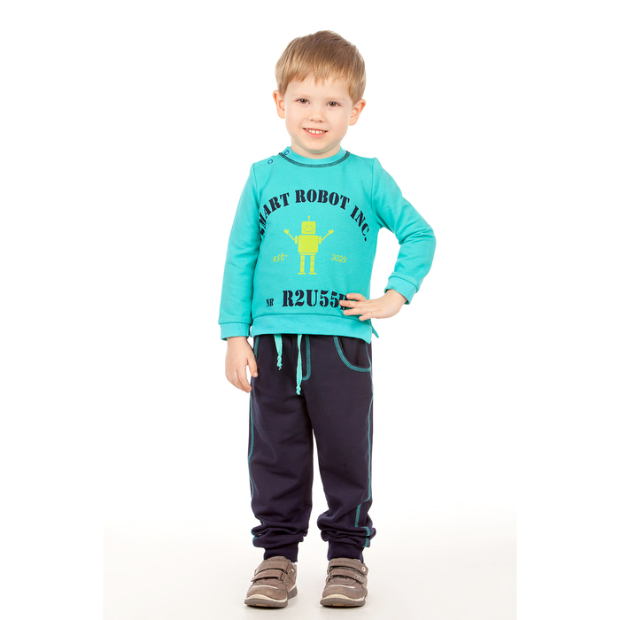 Комплект для мальчика (кофта,брюки), рост 86-92 см, цвет морская волна М1902-2_М