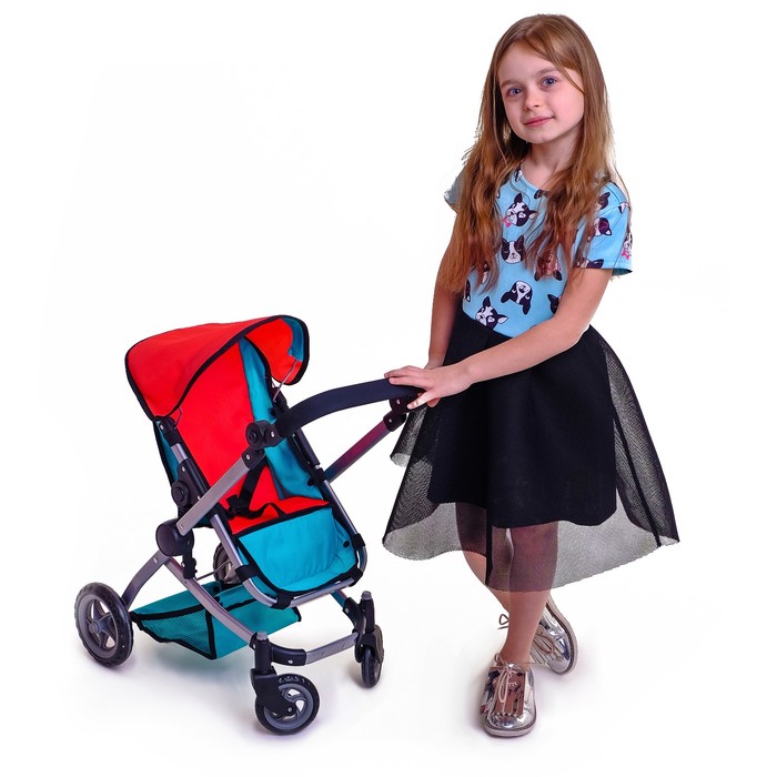 Коляска для кукол летняя, ручка регулируется, металлический каркас