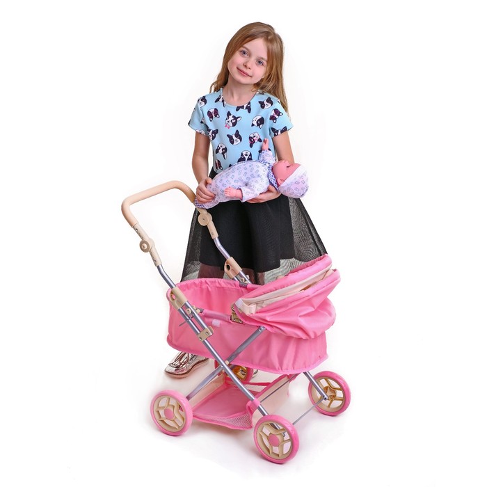 Коляска для кукол универсальная, ручка регулируется, металлический каркас