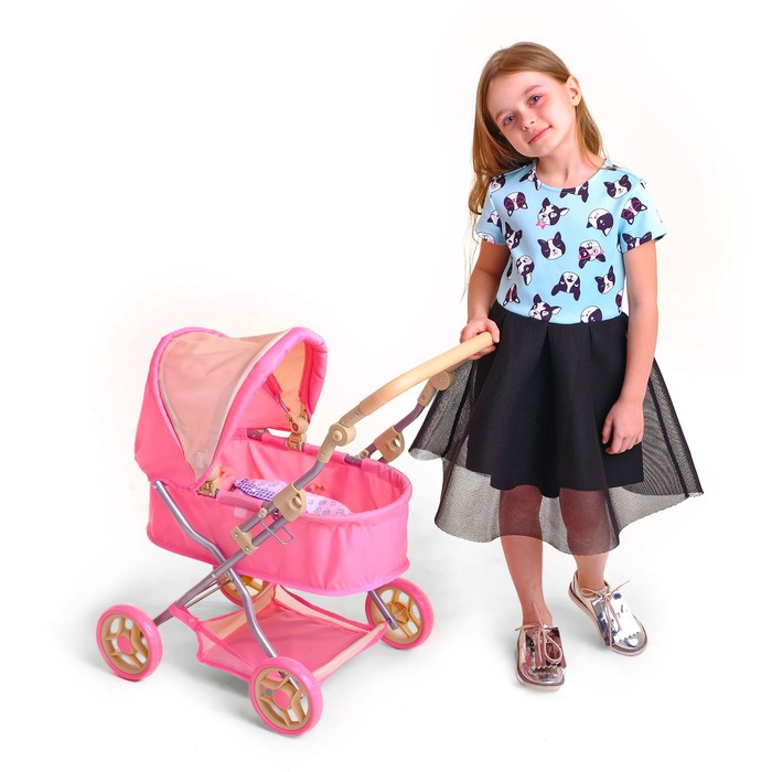Коляска для кукол универсальная, ручка регулируется, металлический каркас
