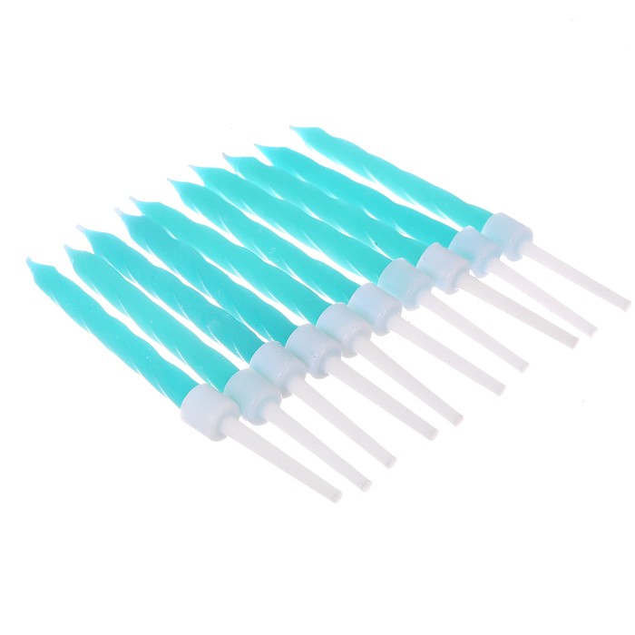 Свечи тонкие в торт "С Днем Рождения",бирюза, (набор 10 шт), 6 х 0,5 см