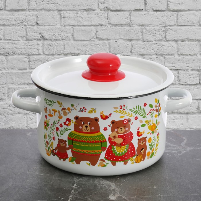Набор кастрюль "Мишки", 3 предмета: 1,5 л, 2,9 л, 4,5 л