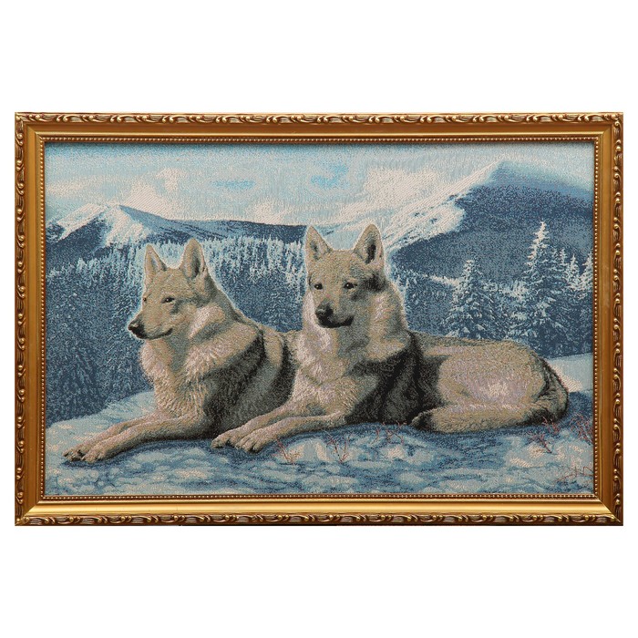 Гобеленовая картина "Волки на снегу" евро 39*57 см