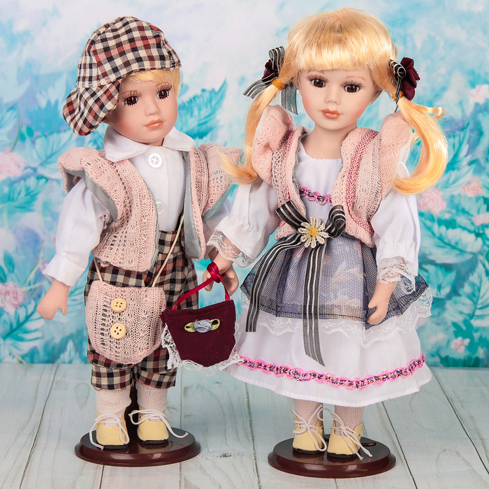 Кукла коллекционная парочка "Василиса и Василий" (набор 2 шт) 30 см