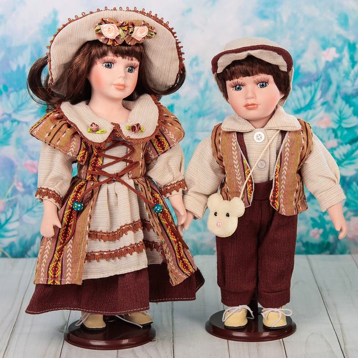 Кукла коллекционная парочка "Аглая и Артём" (набор 2 шт) 30 см
