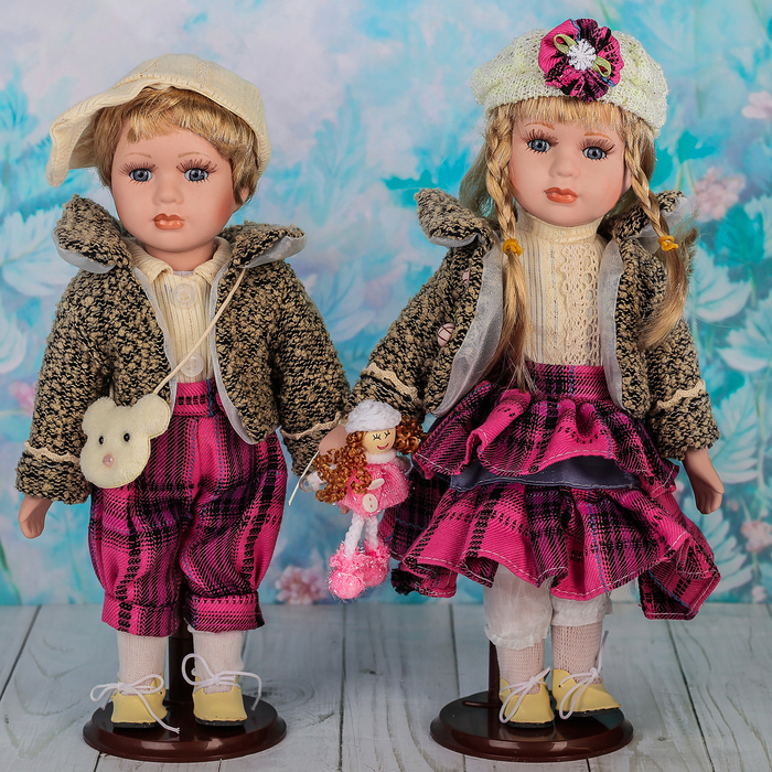 Кукла коллекционная парочка "Милана и Матвей" (набор 2 шт) 30 см