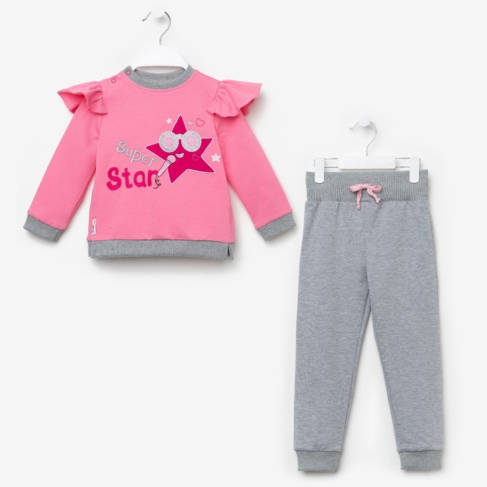 Комплект для девочки (кофта,брюки), рост 86-92 см, цвет розовый D1802-1_М