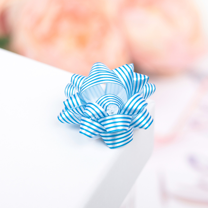 Бант-звезда №3,5 (ФАСОВКА 8 ШТ) с полосой, синий