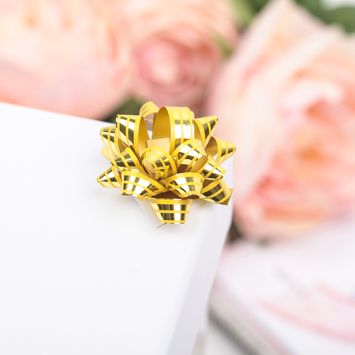 Бант-звезда №3,5 (ФАСОВКА 8 ШТ) металлик с полосой, МИКС