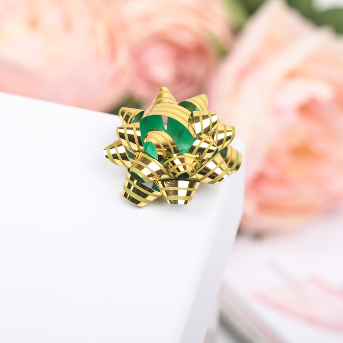 Бант-звезда №3,5 (ФАСОВКА 8 ШТ) металлик с полосой, МИКС