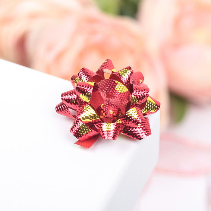 Бант-звезда №3,5 (ФАСОВКА 8 ШТ) металлик с рисунком, МИКС