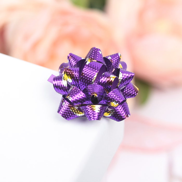 Бант-звезда №3,5 (ФАСОВКА 8 ШТ) металлик с рисунком, МИКС