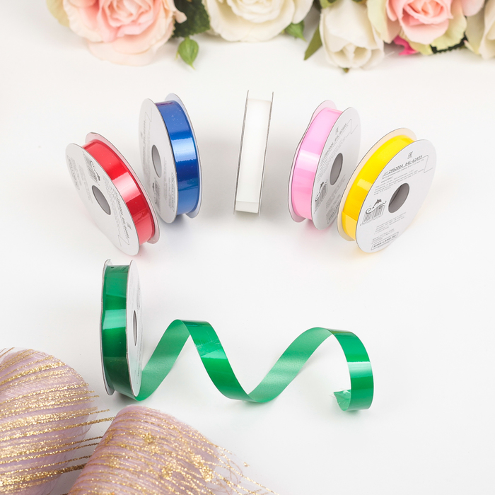 Лента упаковочная (ФАСОВКА 6 шт) 1,2 см х 5 м, цвета МИКС