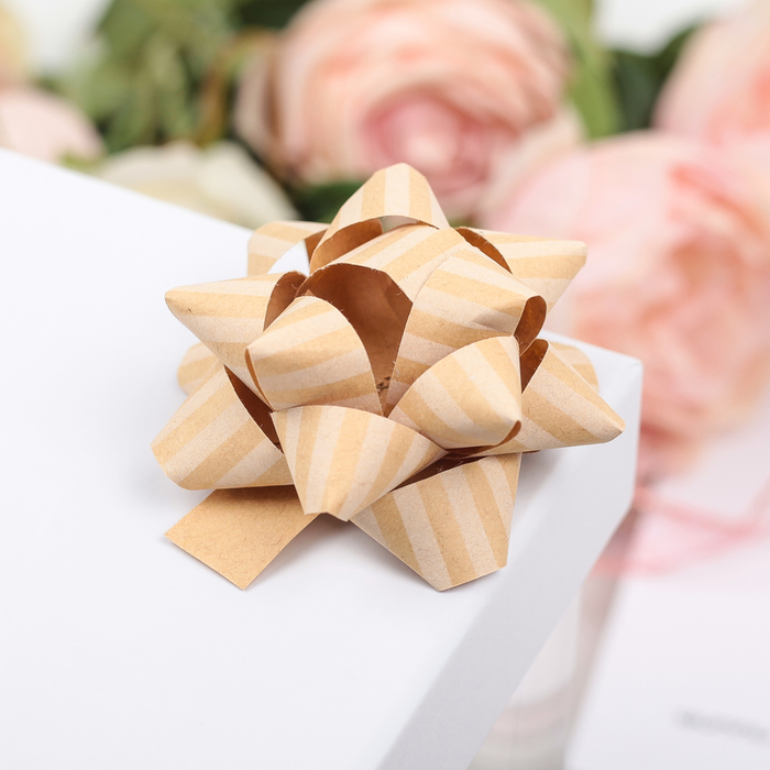 Бант-звезда №7,5 (ФАСОВКА 8 ШТ) простой с рисунком, МИКС