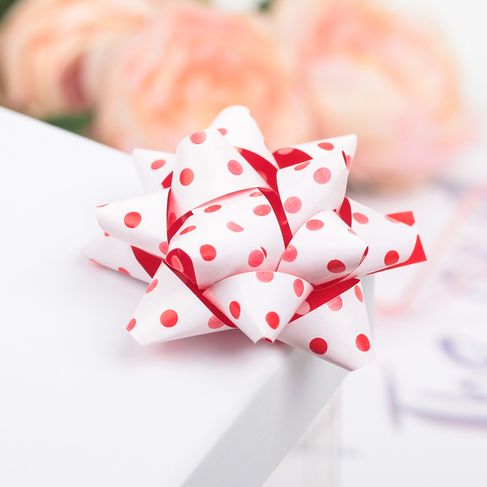 Бант-звезда №7,5 (ФАСОВКА 8 ШТ) простой с рисунком, МИКС