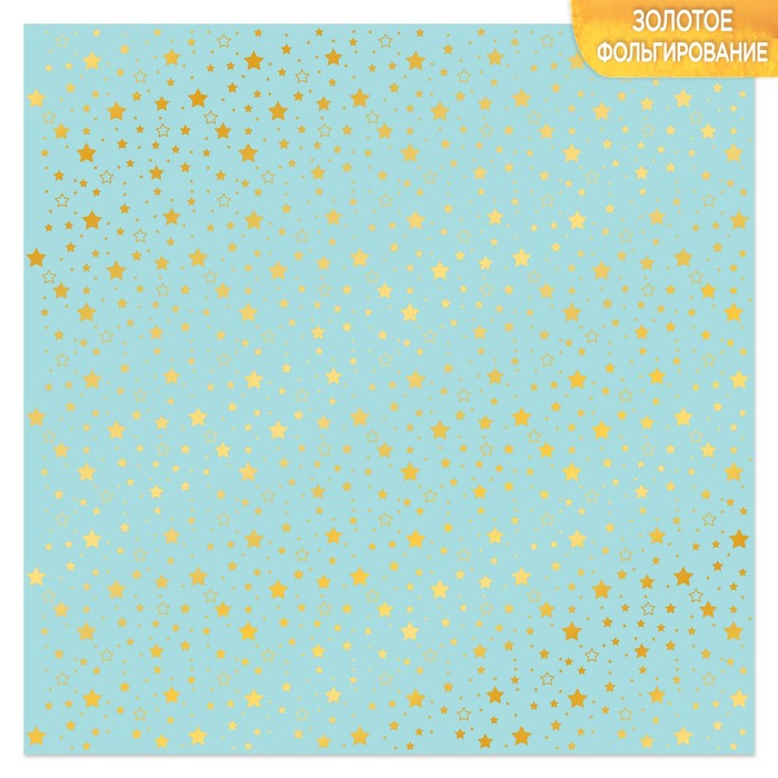 Бумага в листах с фольгированием «Звёзды», 10 листов 30,5 х 30,5 см, 180 г/м