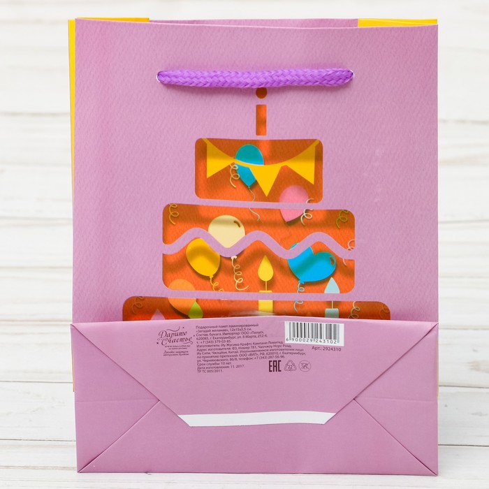 Пакет ламинированный вертикальный «Загадай желание», S 11 × 14 × 5,5 см