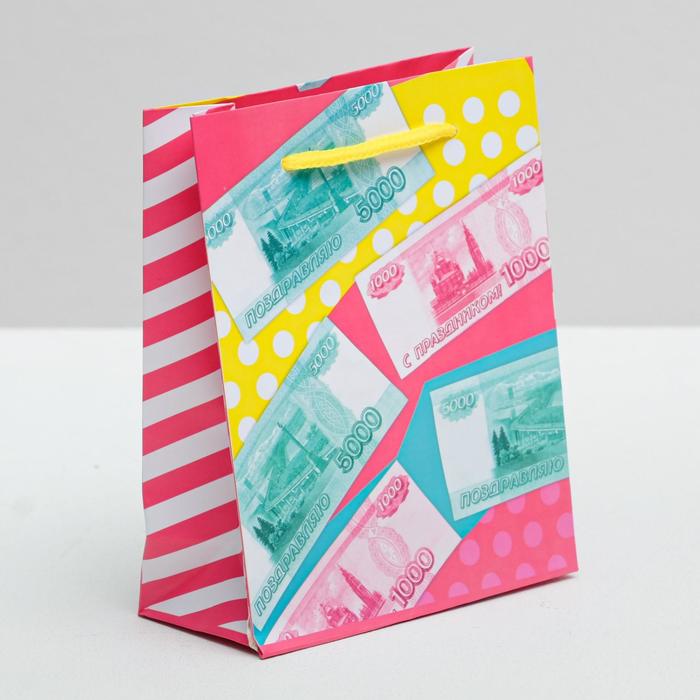 Пакет ламинированный вертикальный «Много денег!», S 11 × 14 × 5,5 см