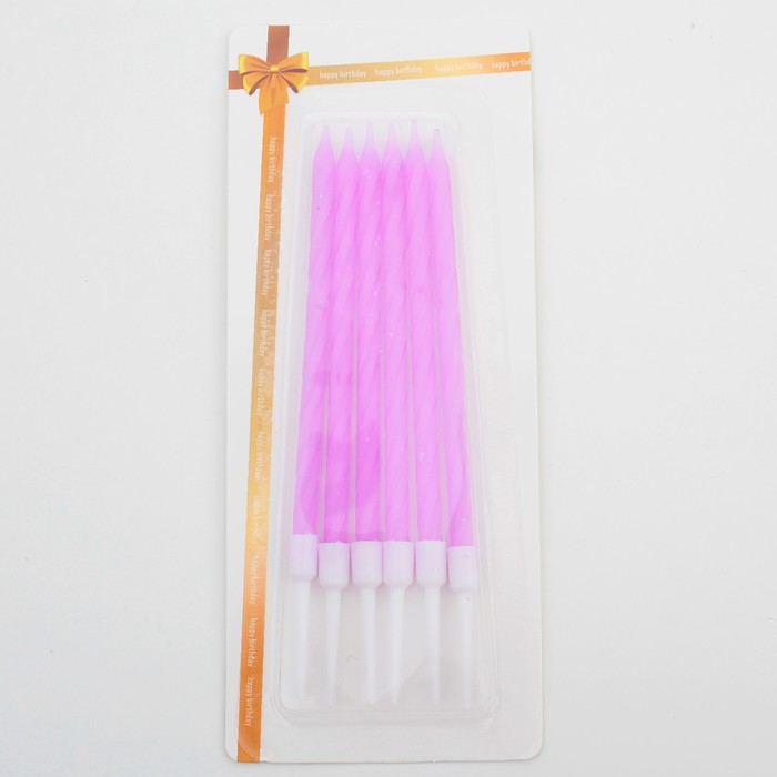 Свечи в торт "Неон" , 14см, 6шт с подставкой, фиолетовый