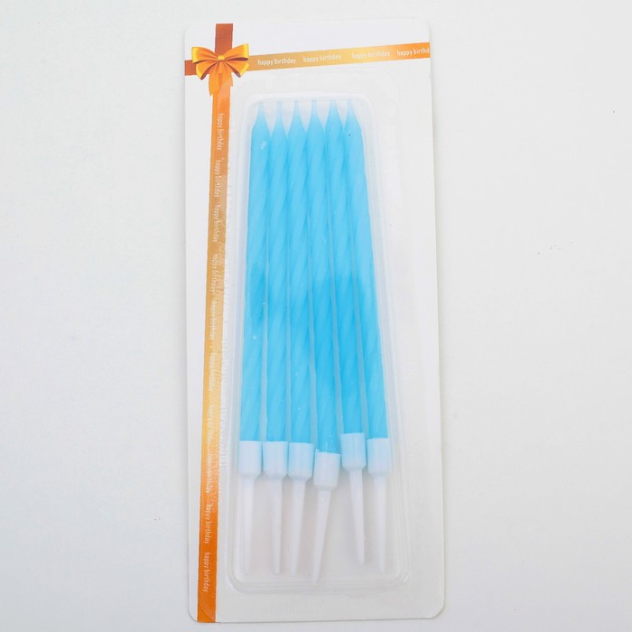 Свечи в торт "Неон" , 14см, 6шт с подставкой, синий