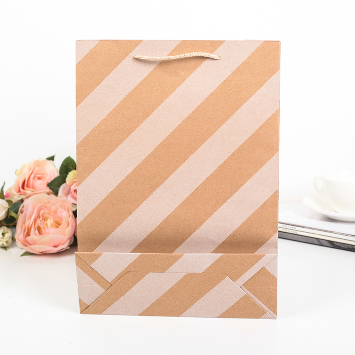 Пакет крафт "Диагональ", 23 х 8,5 х 32 см