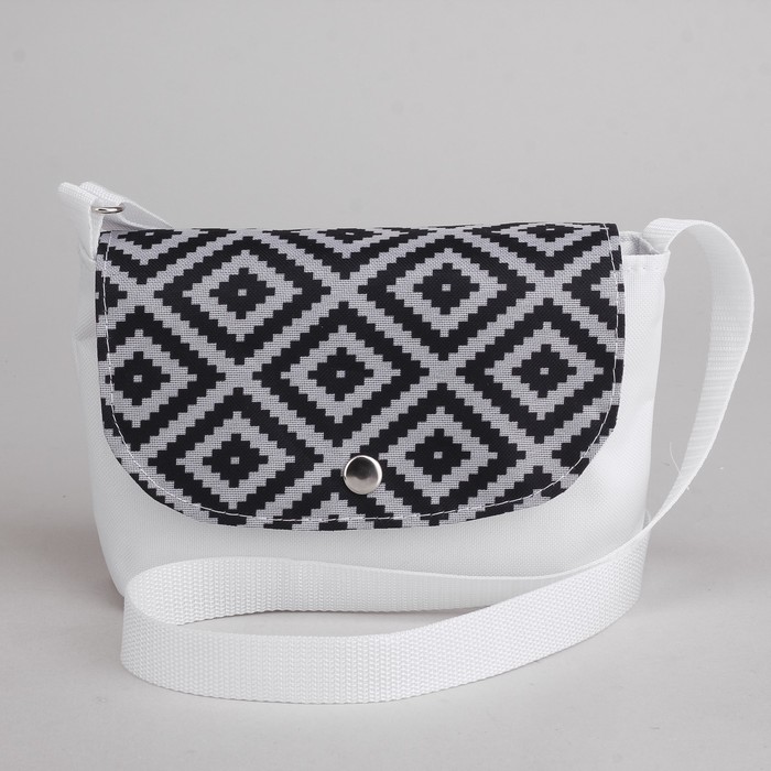 Сумка детская «Абстракция», отдел на клапане, длинный ремень, цвет белый