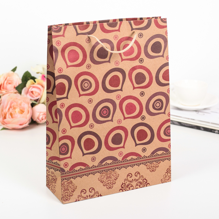 Пакет крафт "Маковки", 23 х 8,5 х 32 см