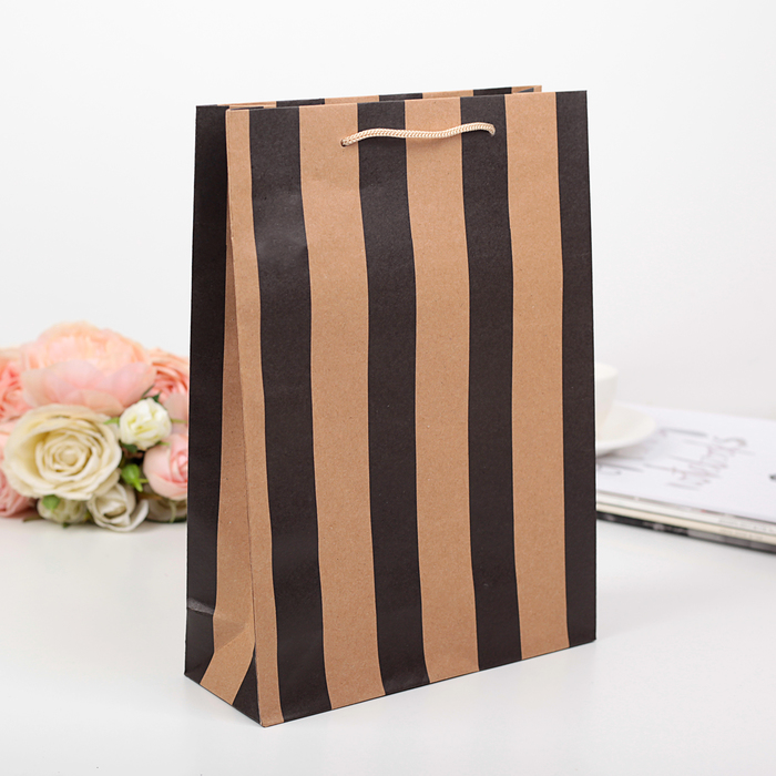Пакет крафт "Полосатый", 27 х 9 х 37 см