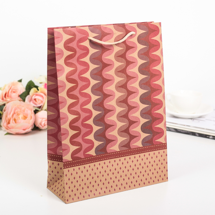 Пакет крафт "Завитки", 31,5 х 9,5 х 41,5 см