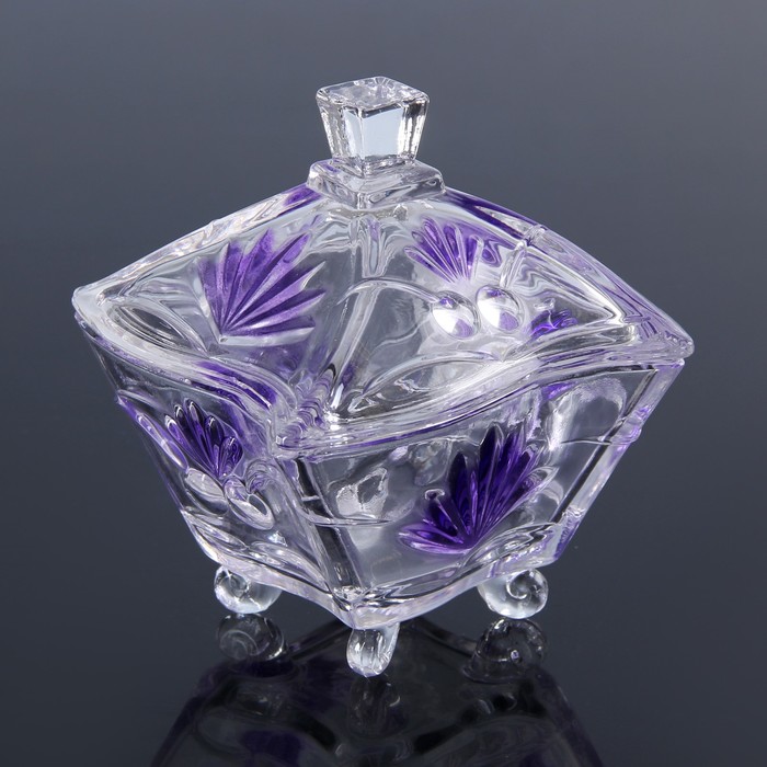 Конфетница 320 мл "Лия", с крышкой, квадратная