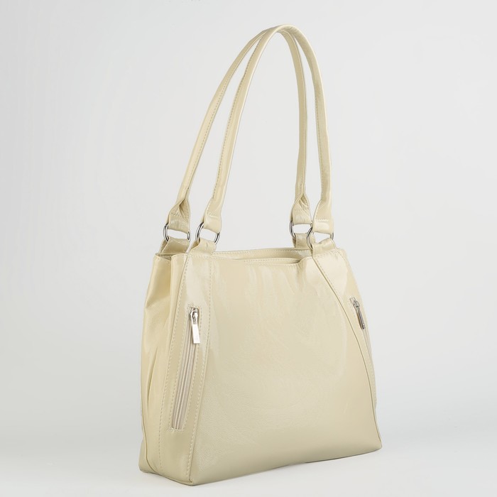 Сумка женская, 2 отдела на молнии, 3 наружных кармана, цвет молочный