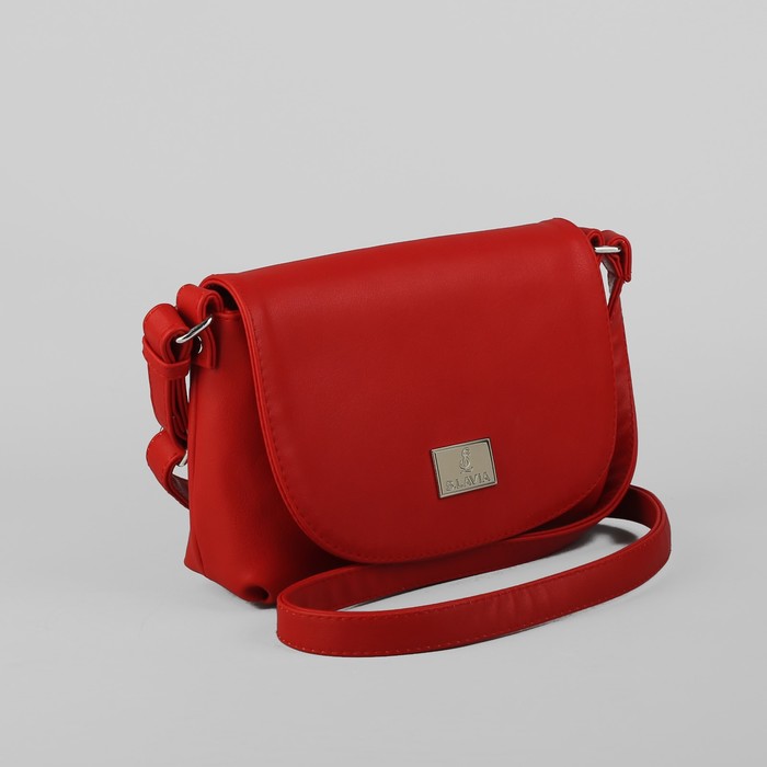 Сумка женская, отдел на молнии, наружный карман, длинный ремень, цвет красный