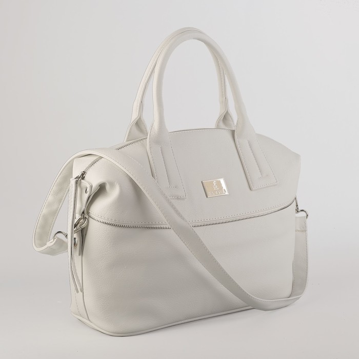 Сумка женская, 1 отдел с перегородкой на молнии, наружный карман, длинный ремень, цвет белый