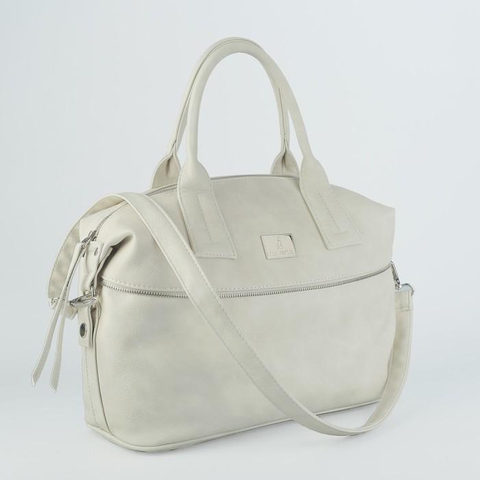 Сумка женская, 1 отдел с перегородкой на молнии, наружный карман, длинный ремень, цвет серый