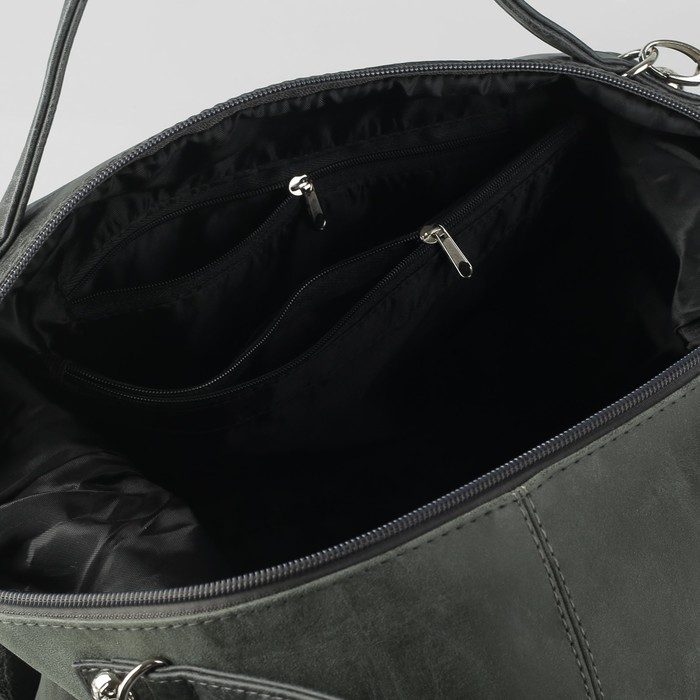 Сумка женская, отдел на молнии, наружный карман, регулируемый ремень, цвет светло-серый