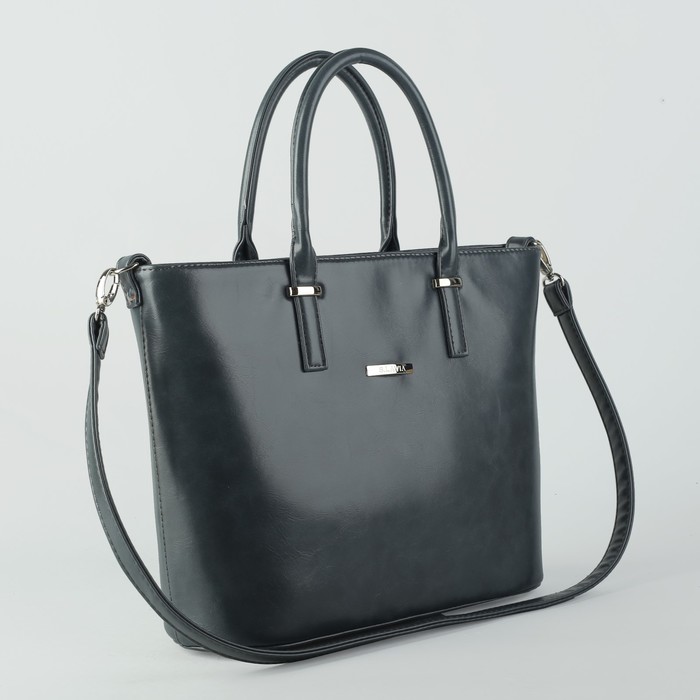 Сумка женская, отдел на молнии, наружный карман, длинный ремень, цвет серый