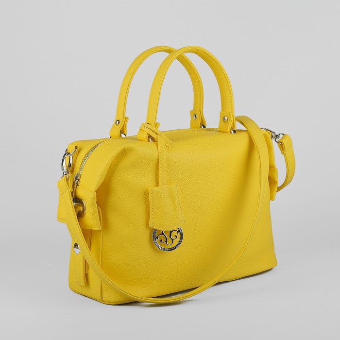 Сумка женская, отдел на молнии, наружный карман, длинный ремень, цвет жёлтый