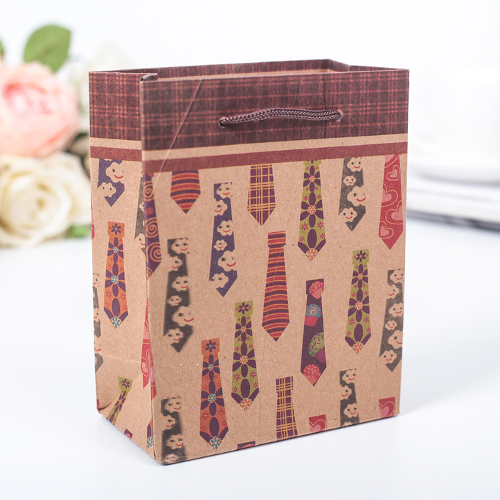 Пакет крафт "Галстуки", 11,5 х 6 х 14,5 см
