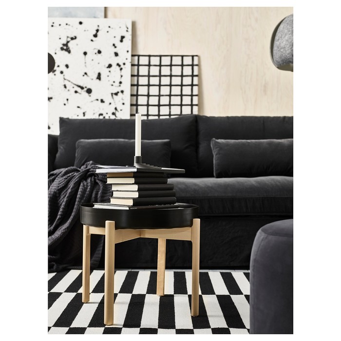 Журнальный стол ЮППЕРЛИГ, 50 см, темно-серый, береза