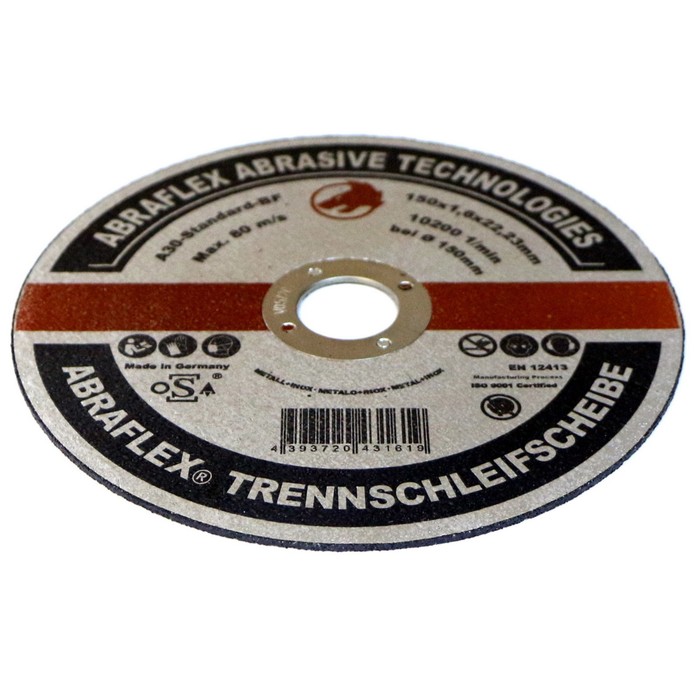 Отрезной круг ABRAFLEX А-30 Standart BF, по металлу и нержавейке, 150 х 1,6 х 22,2 мм